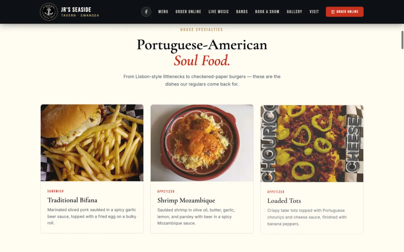 JR's welcome section