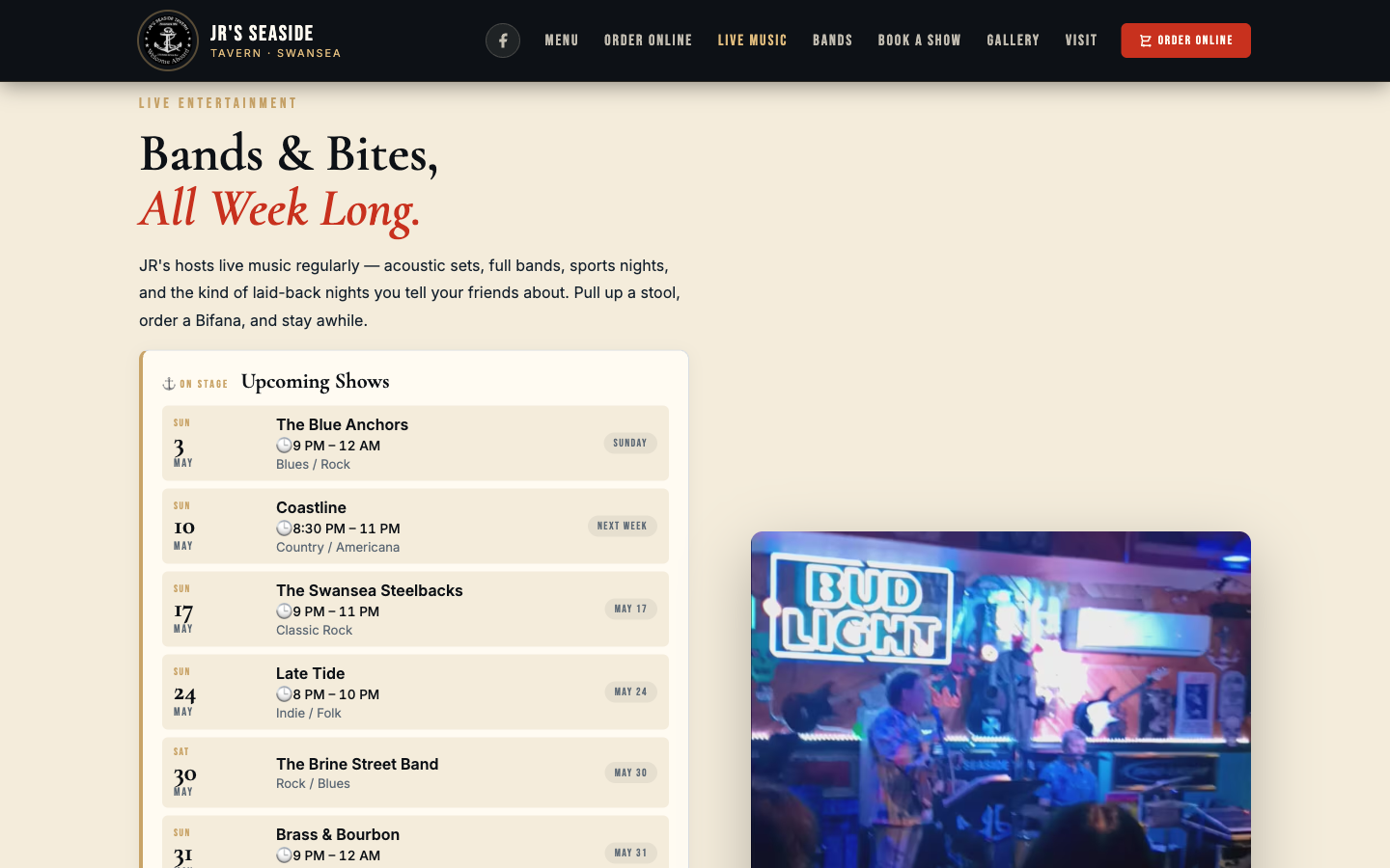 JR's live music section