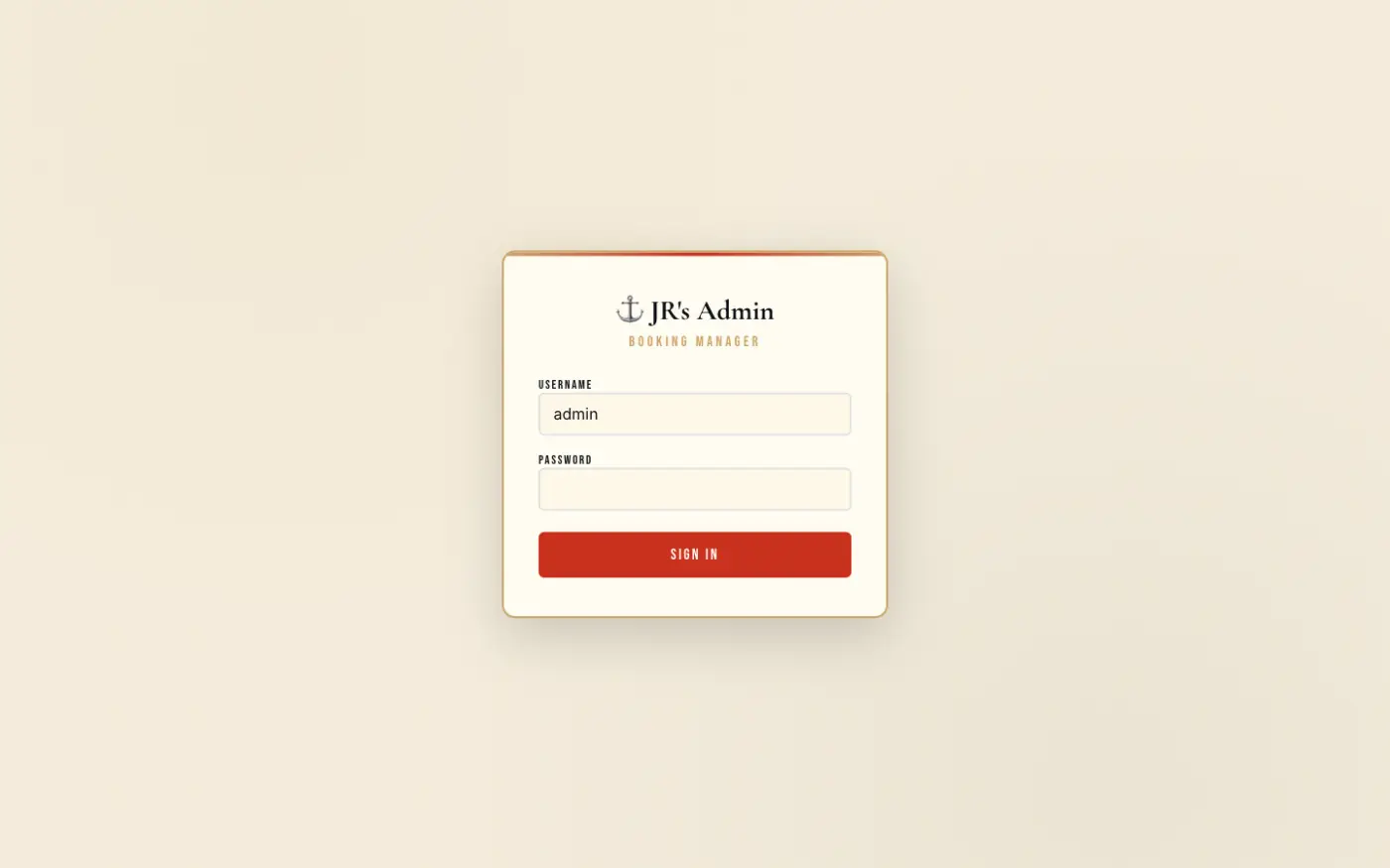 JR's admin login