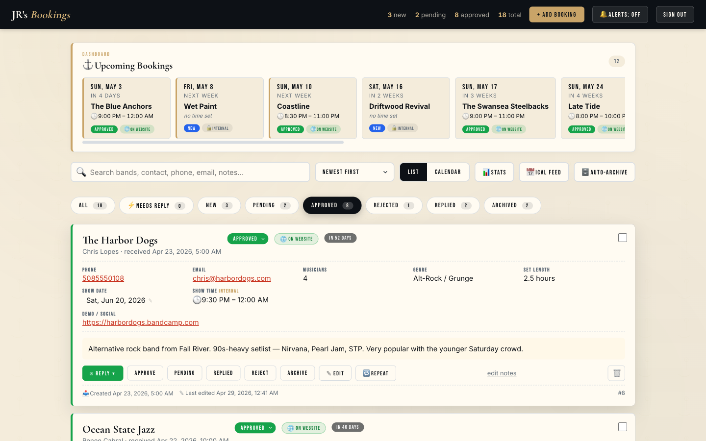 JR's admin booking detail