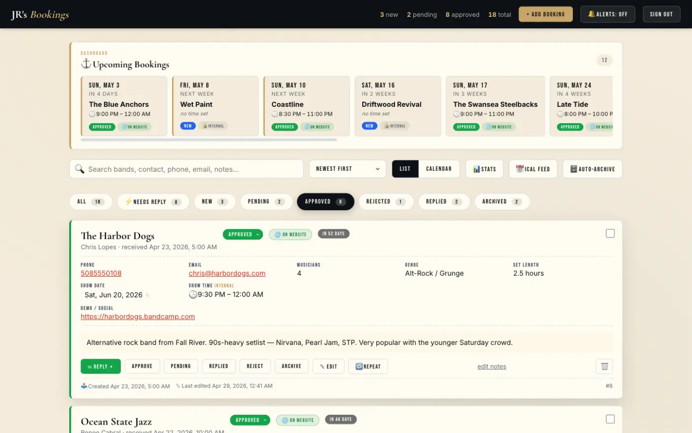 JR's admin booking detail