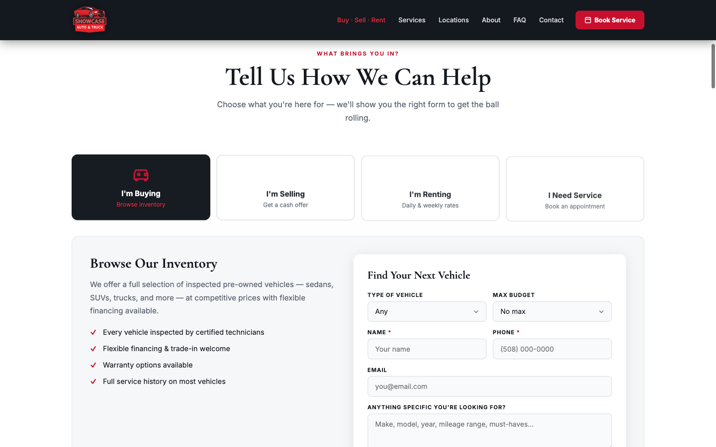 Buy / Sell / Rent section