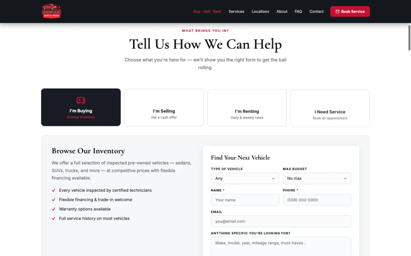 Buy / Sell / Rent section