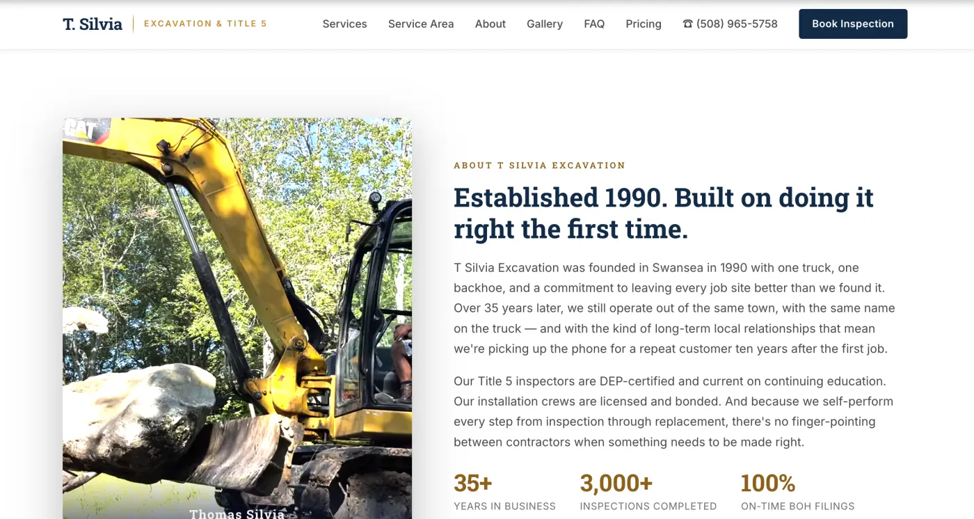 T Silvia website about section